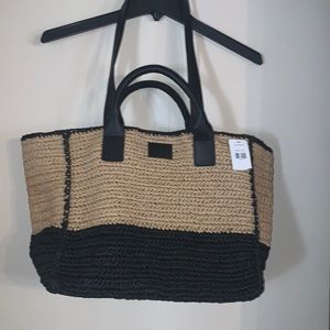 NWT woven black & tan bag